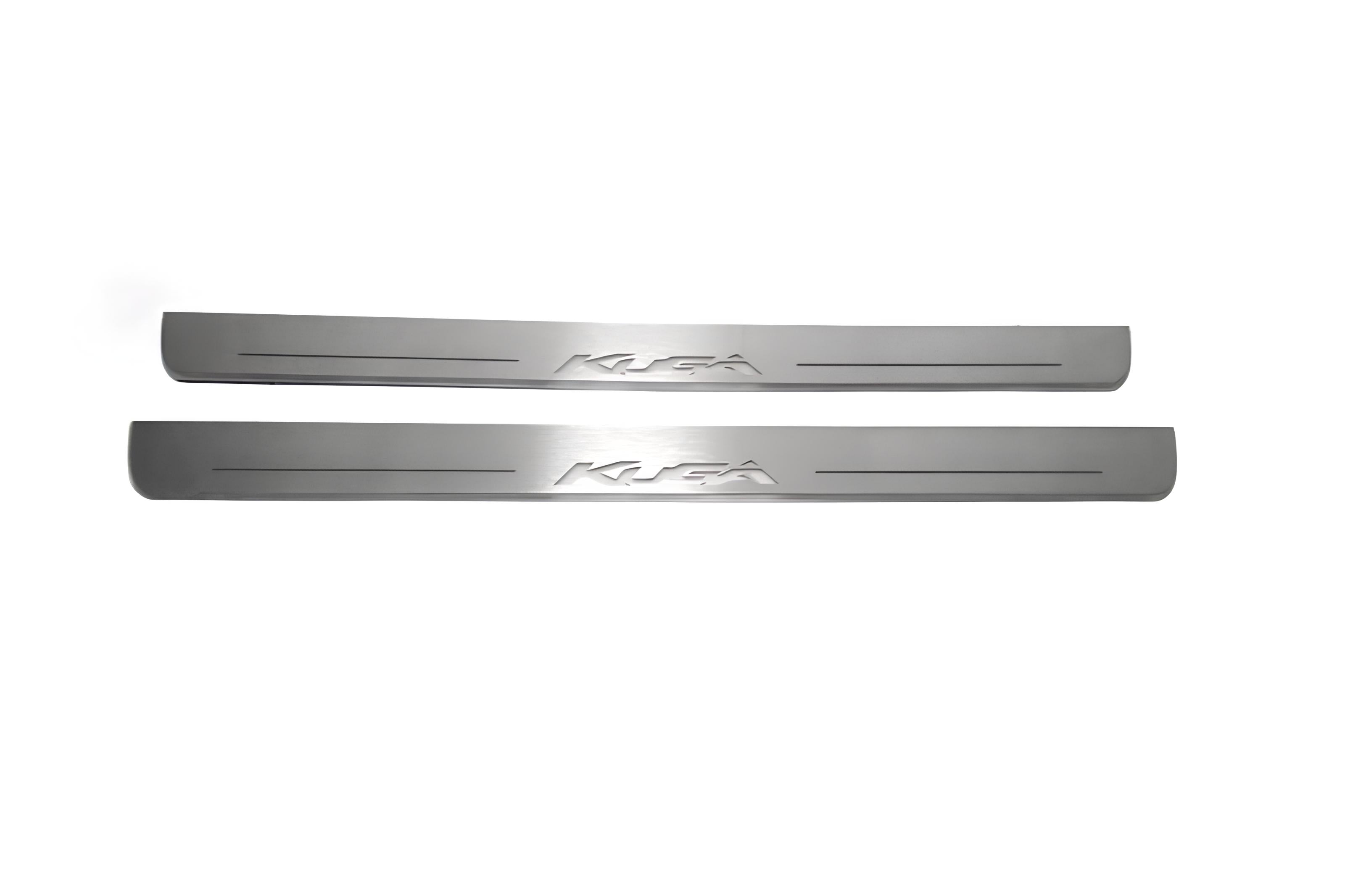 Illuminated LED Door Sill Tread Plates Ford Kuga II 2013-2020 With Kuga Logo Ford Led Door Sills opdesign