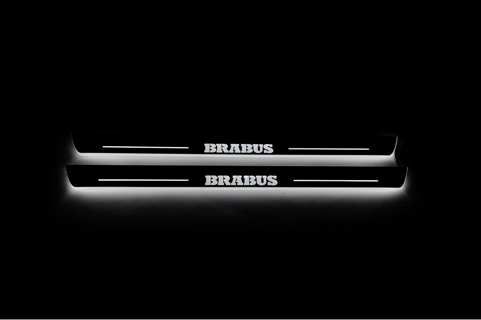 Smart Fortwo III 2014+ entry guards in stainless steel with Brabus logo