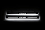 stainless steel LED door sill plates with Nissan Rogue II T32 2014+ with Rogue logo