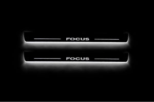 Illuminated LED Door Sill Tread Plates Ford Focus II 2004-2011 With Focus Logo Ford Led Door Sills opdesign