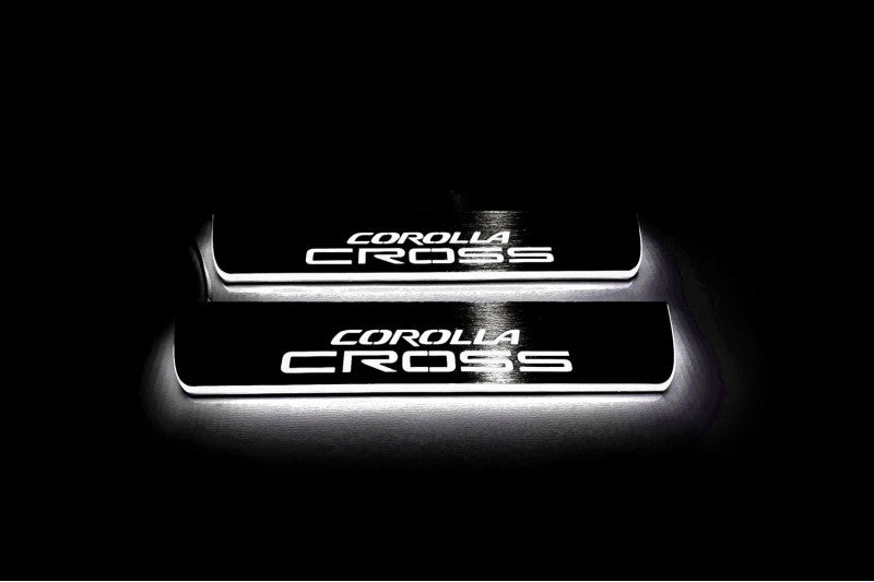 Toyota Corolla Cross Stainless LED Door Sills – Corolla Cross Logo