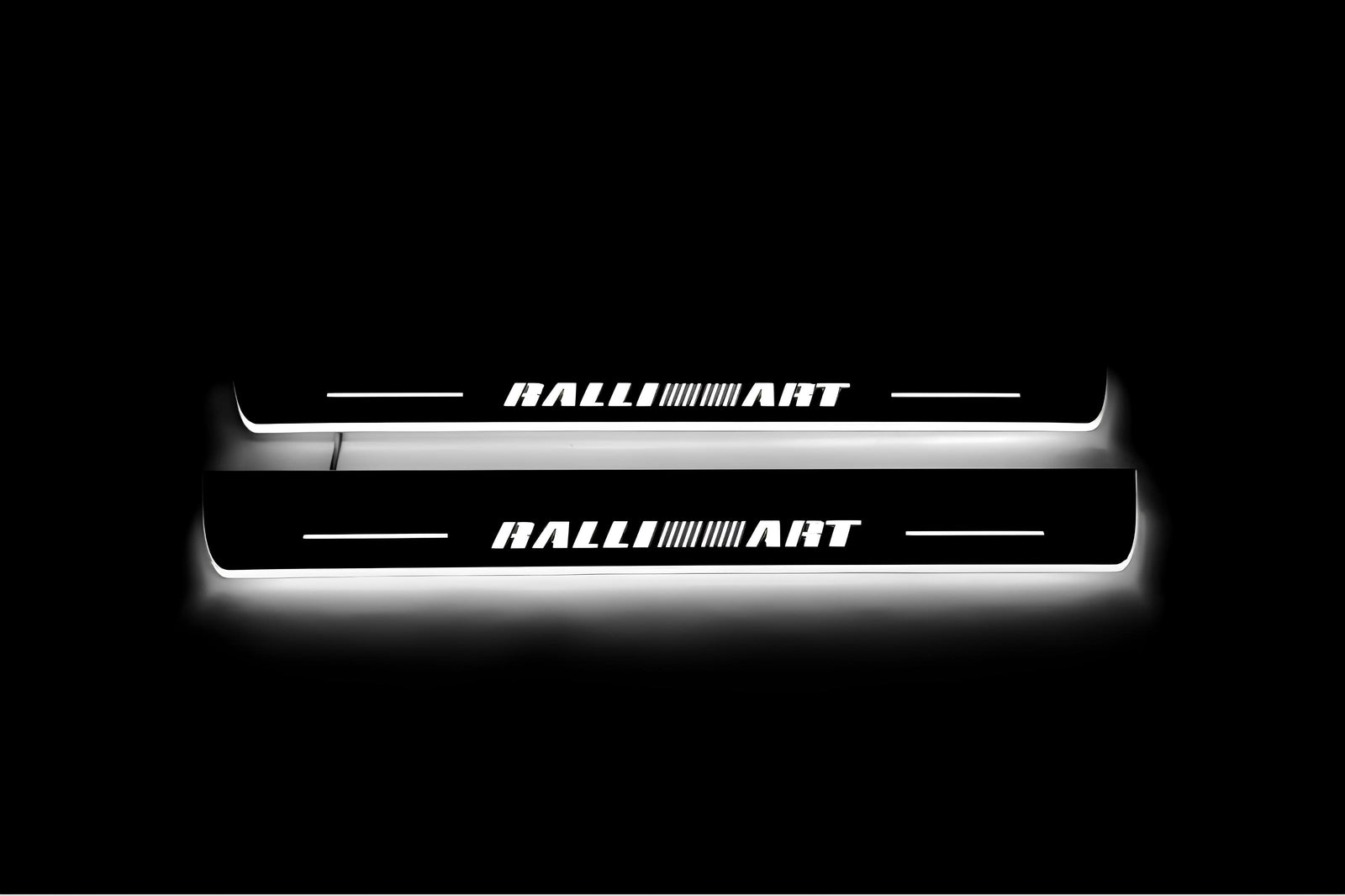 LED door sill plates stainless steel Mitsubishi Lancer X 2007+ with RalliArt logo