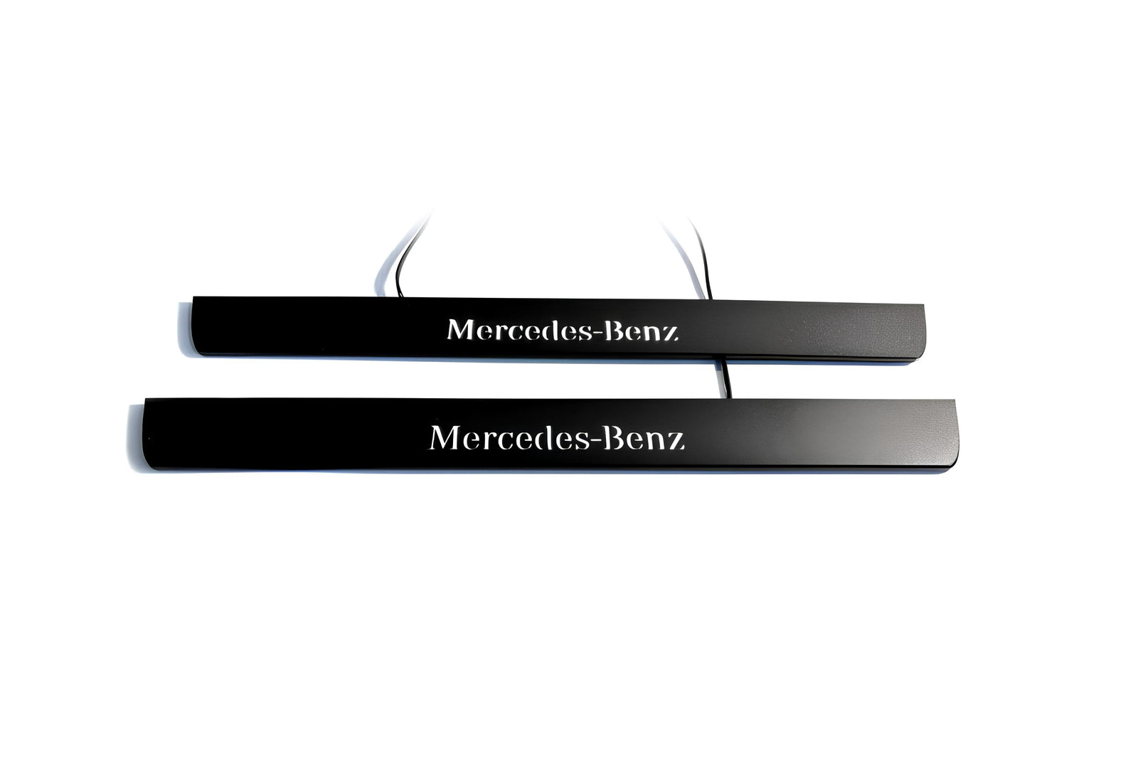 Mercedes C W205 Coupe 2014+ illuminated door sill protectors stainless steel with Mercedes-Benz logo
