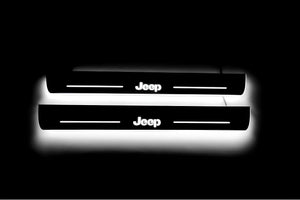 Illuminated LED Door Sill Tread Plates Jeep Grand Cherokee IV 2010-2021 With Jeep Logo Jeep Led Door Sills opdesign