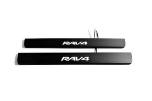Toyota Rav4 V 2019+ Illuminated Matte Sill Plates with logo Rav4 Toyota Led Door Sills PRO opdesign
