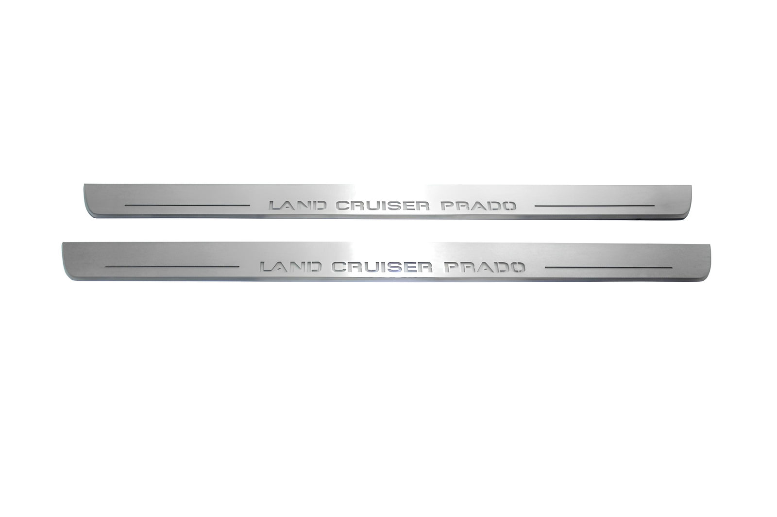 stainless steel LED door sill plates with Toyota Prado 120 2002+ with Land Cruiser Prado logo