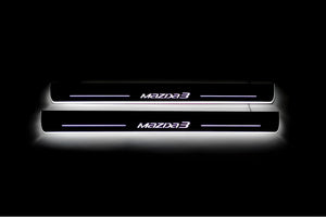 Illuminated LED Door Sill Tread Plates Mazda 3 III 2013-2019 With Mazda 3 Logo Mazda Led Door Sills opdesign