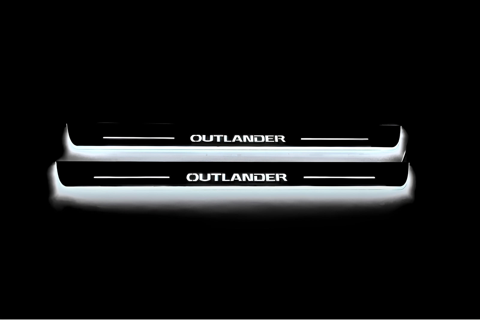 Mitsubishi Outlander IV 2021+ stainless steel LED door sill plates with Outlander logo