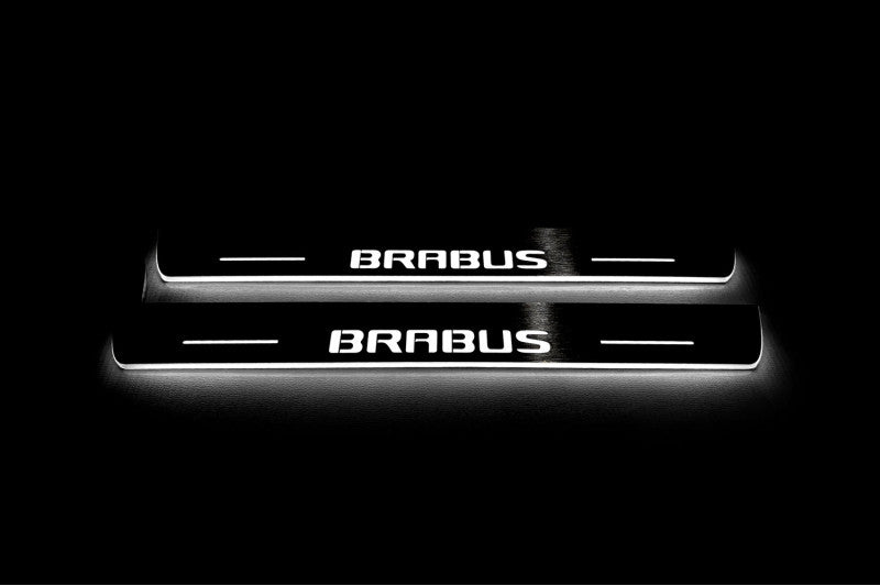 LED door sill plates stainless steel Mercedes C W205 2014+ with Brabus logo