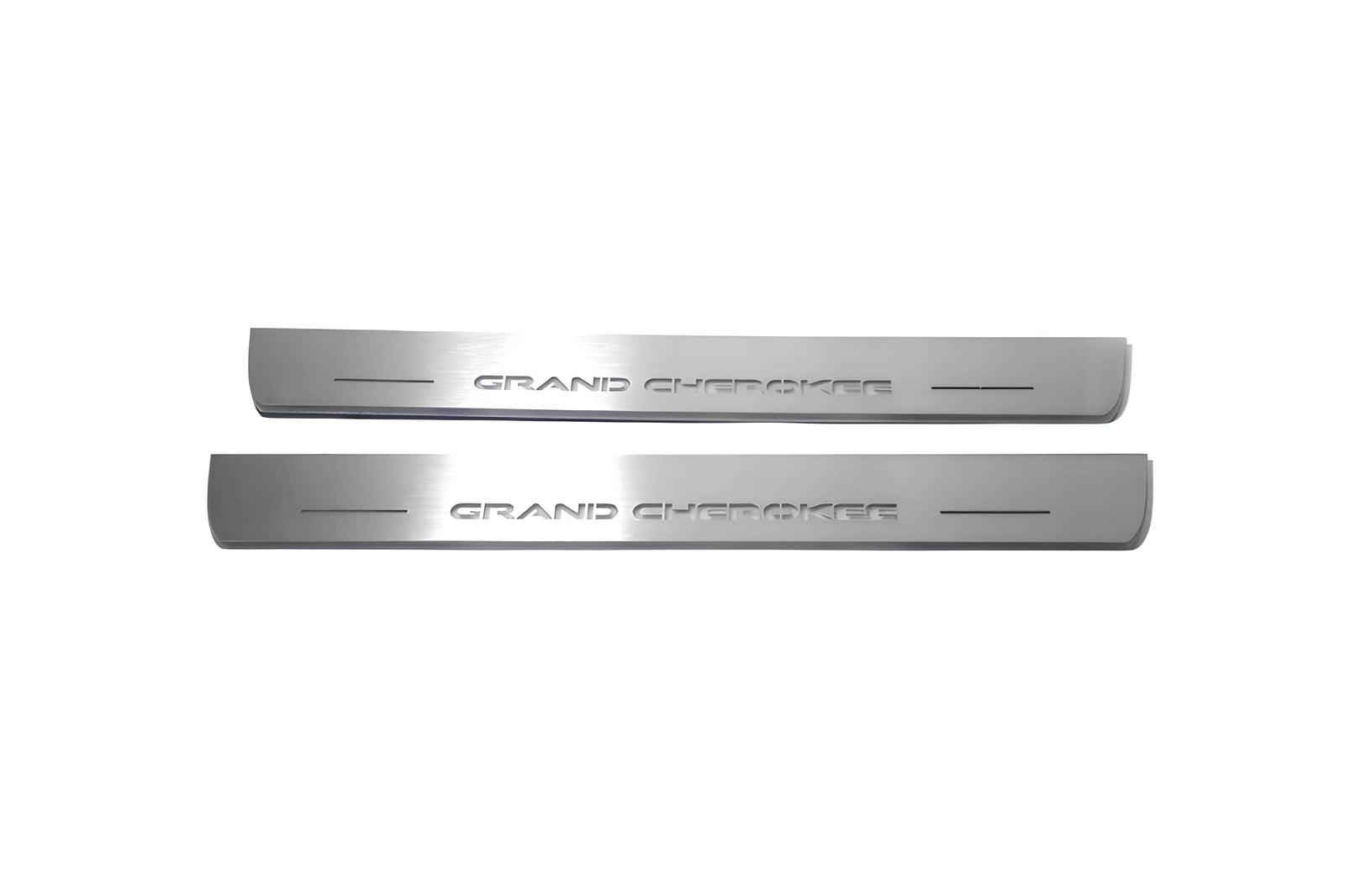 Jeep Grand Cherokee IV WK2 2010+ LED door sill plates stainless steel with Grand Cherokee logo