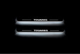 Volkswagen Touareg II 2010+ stainless steel LED door sill plates with Touareg logo