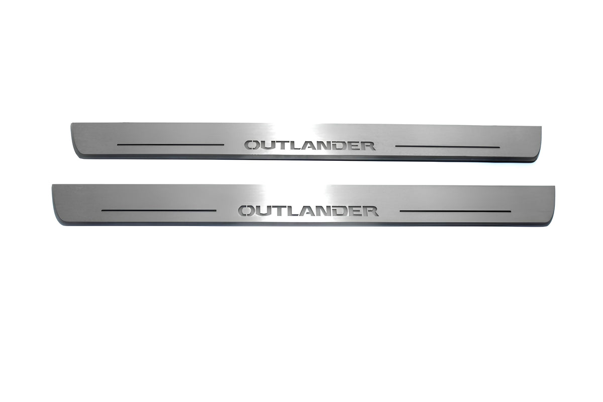 Mitsubishi Outlander II CW 2007+ illuminated entry guards in stainless steel with Outlander logo