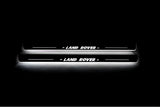 LED door sill plates Land Rover Discovery III 2004+ in stainless steel with Land Rover logo