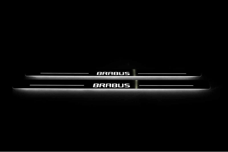 Mercedes S-Class C217 2014–2020 — Stainless LED Door Sills — Brabus Logo