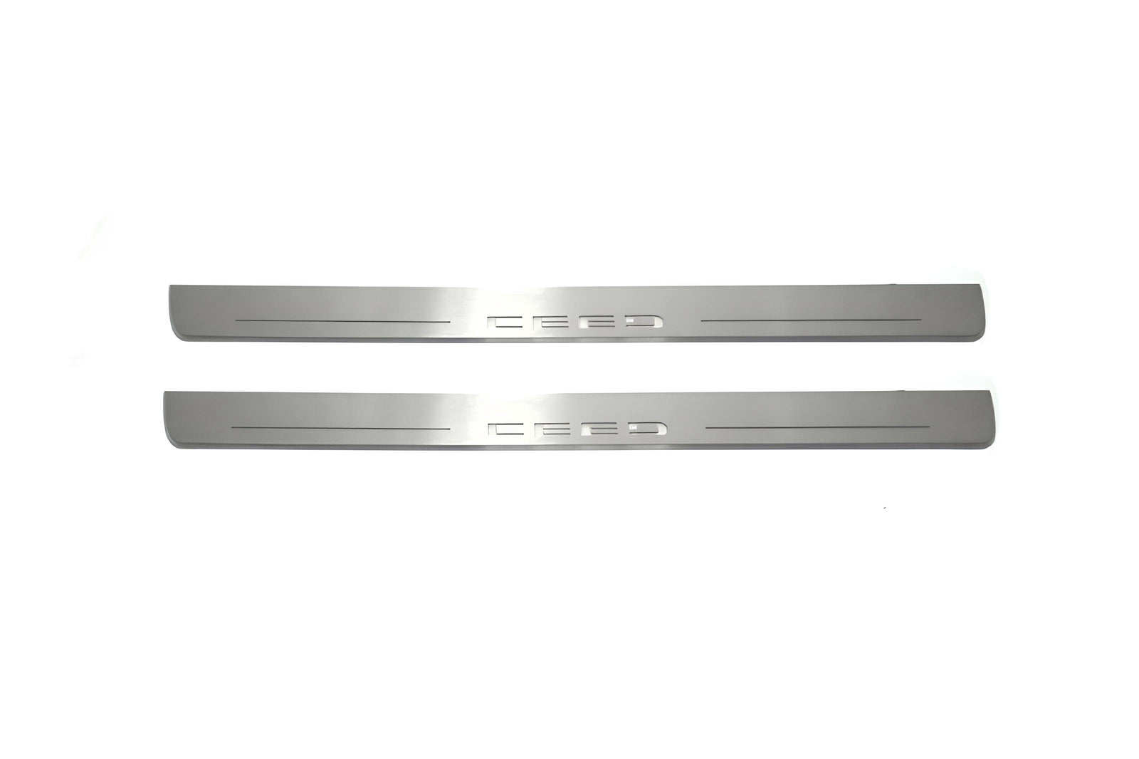 stainless steel LED door sill plates with KIA Ceed III 2018+ with Ceed logo