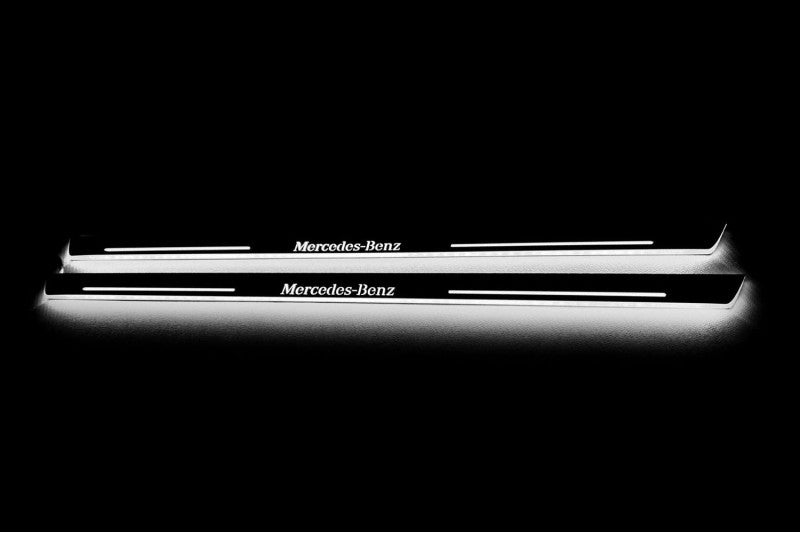 Mercedes V-Class W447 2014+ LED Door Sills Illuminated Scuff Mercedes-Benz Logo Stainless Steel Entry Guards Door Sills opdesign