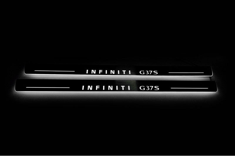 Infiniti G Coupe V36 Stainless Steel LED Door Sills – Infiniti G37S Logo