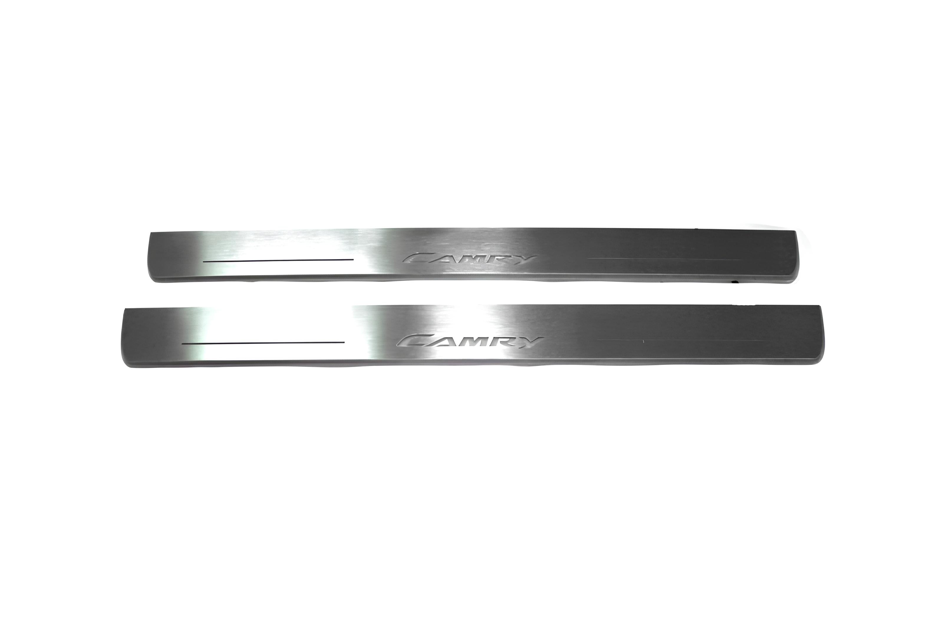 Illuminated LED Door Sill Tread Plates Toyota Camry V50 2012-2018 With Camry Logo Toyota Led Door Sills opdesign