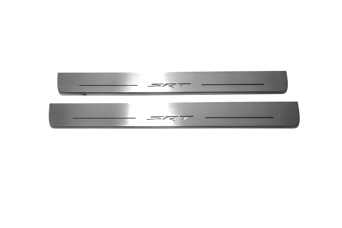 Jeep Grand Cherokee IV WK2 2010+ stainless steel illuminated entry guards with SRT logo