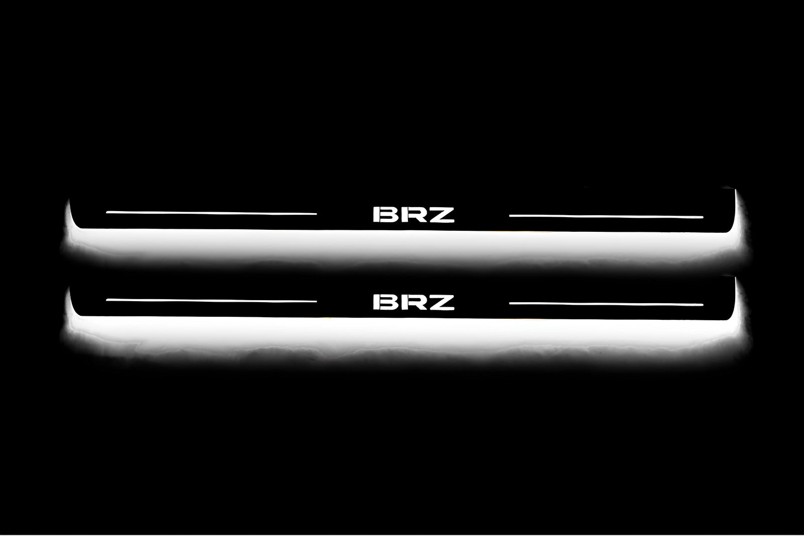 Subaru BRZ 2011+ illuminated entry guards in stainless steel with BRZ logo