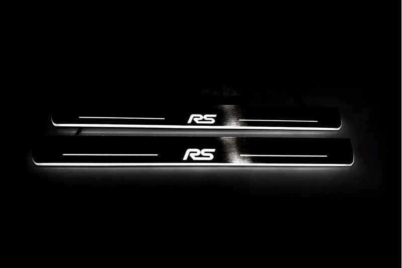 Ford Focus III 2011+ LED door sill plates in stainless steel with RS logo