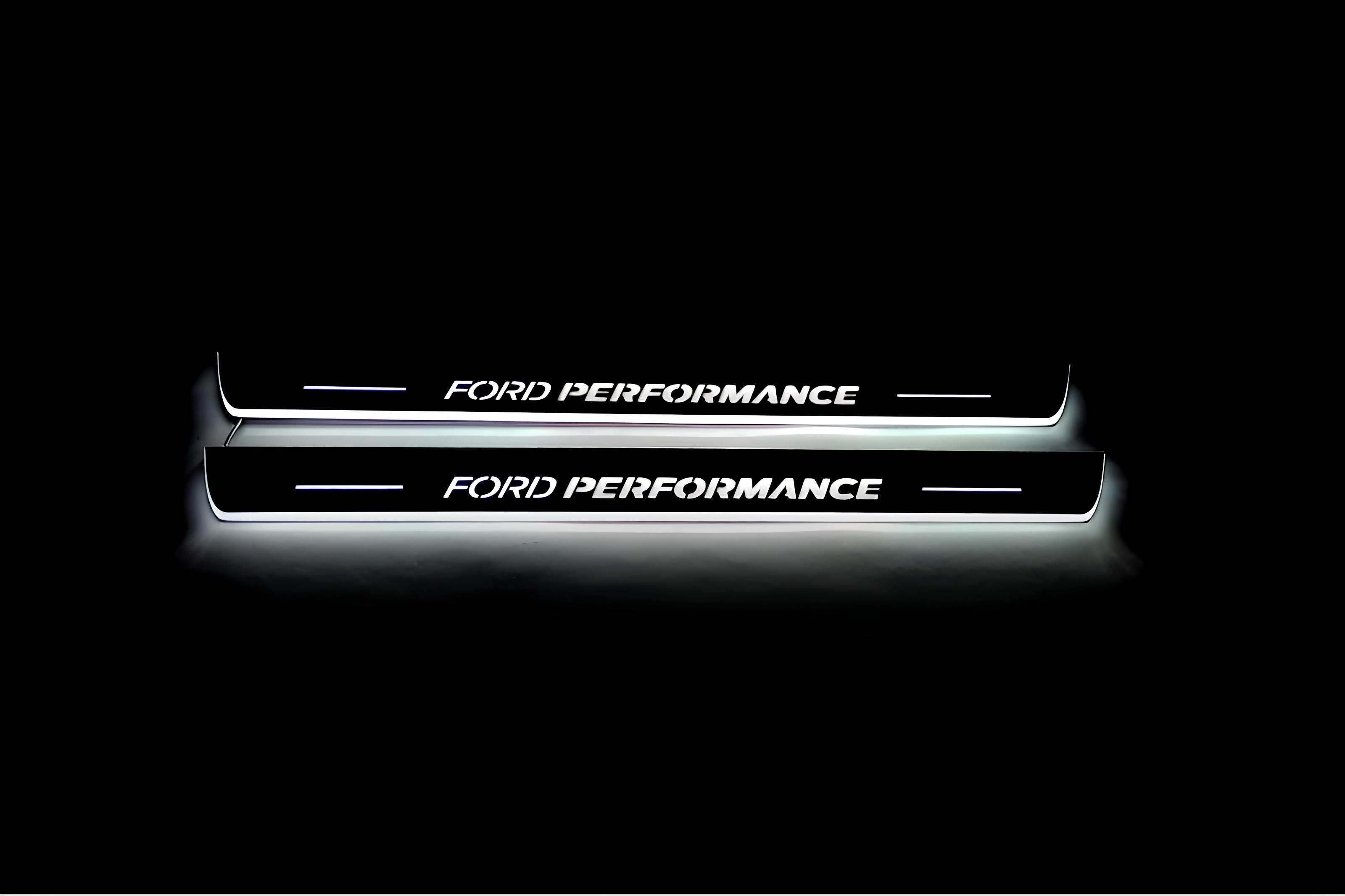Illuminated LED Door Sill Tread Plates Ford Focus IV 2018+ With Ford Perfomance Logo Ford Led Door Sills opdesign