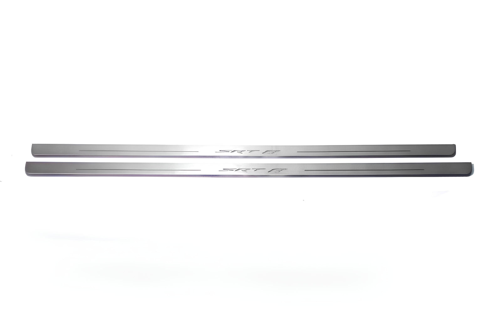 LED door sill plates Dodge Challenger 2008+ in stainless steel with SRT8 logo