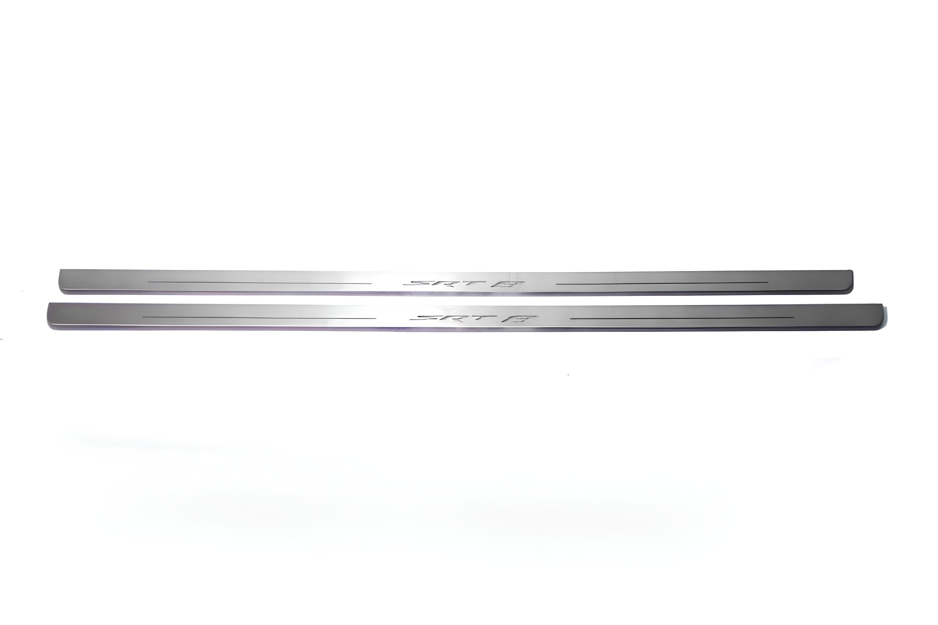 Illuminated LED Door Sill Tread Plates Dodge Challenger 2008-2023 With SRT8 Logo Dodge Led Door Sills opdesign