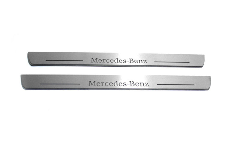 Mercedes-Benz S-Class W222 Stainless Steel LED Door Sills – Mercedes-Benz Logo – brushed stainless pair