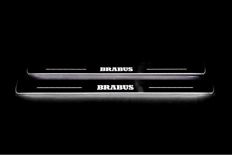 stainless steel LED door sill plates with Mercedes CLS II (C218) 2010+ with Brabus logo