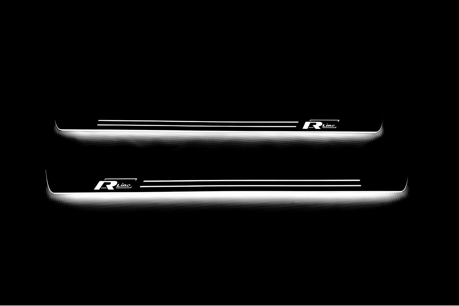 LED door sill plates Volkswagen Passat B6 2005+ in stainless steel with R-Line logo