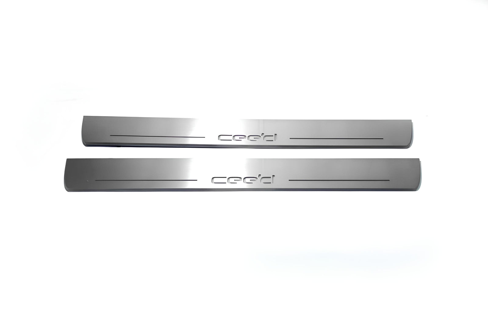 stainless steel LED door sill plates with KIA Ceed II 2012+ with Cee`d logo