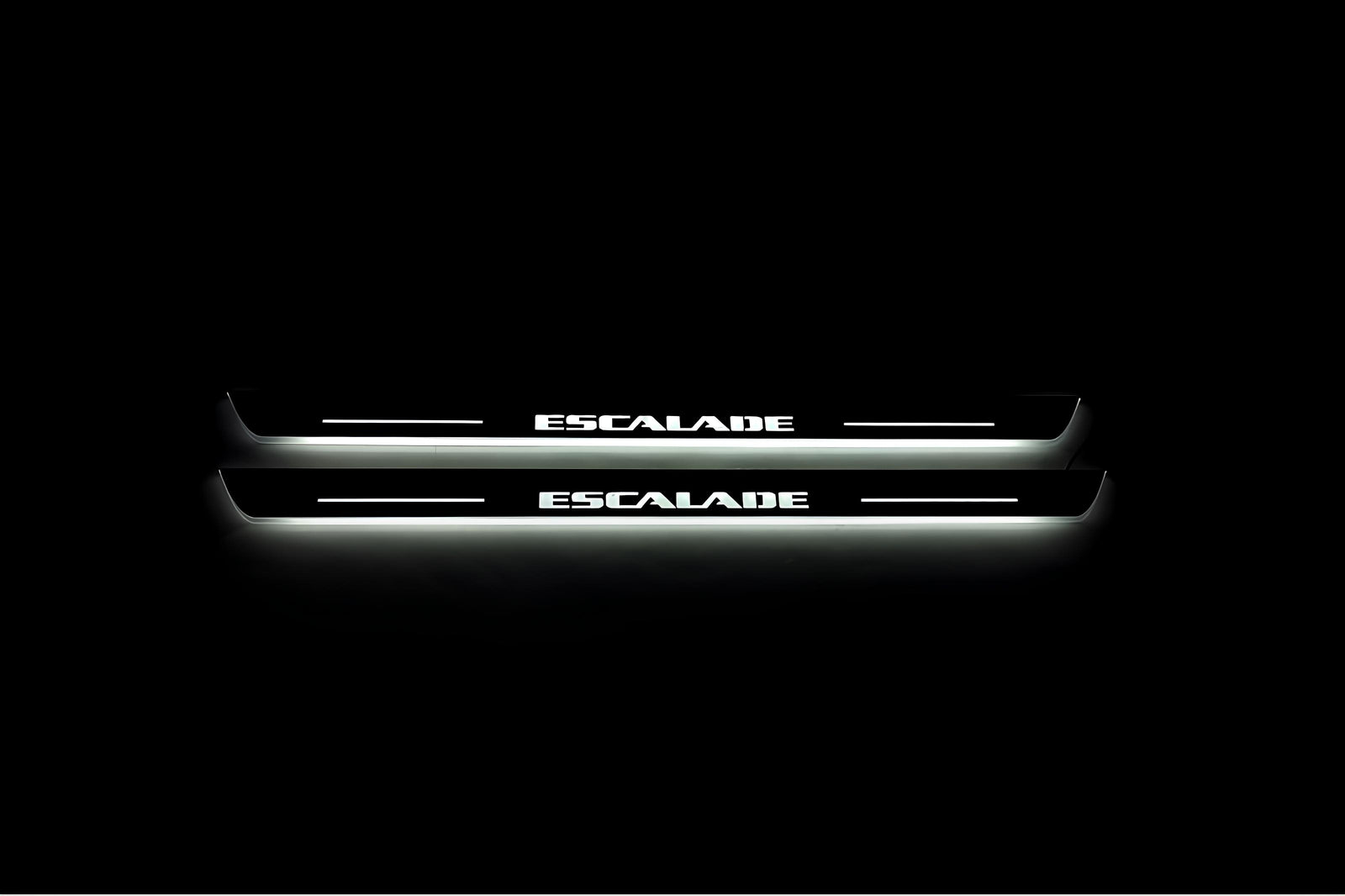 stainless steel LED door sill plates with Cadillac Escalade IV 2014+ with Escalade logo
