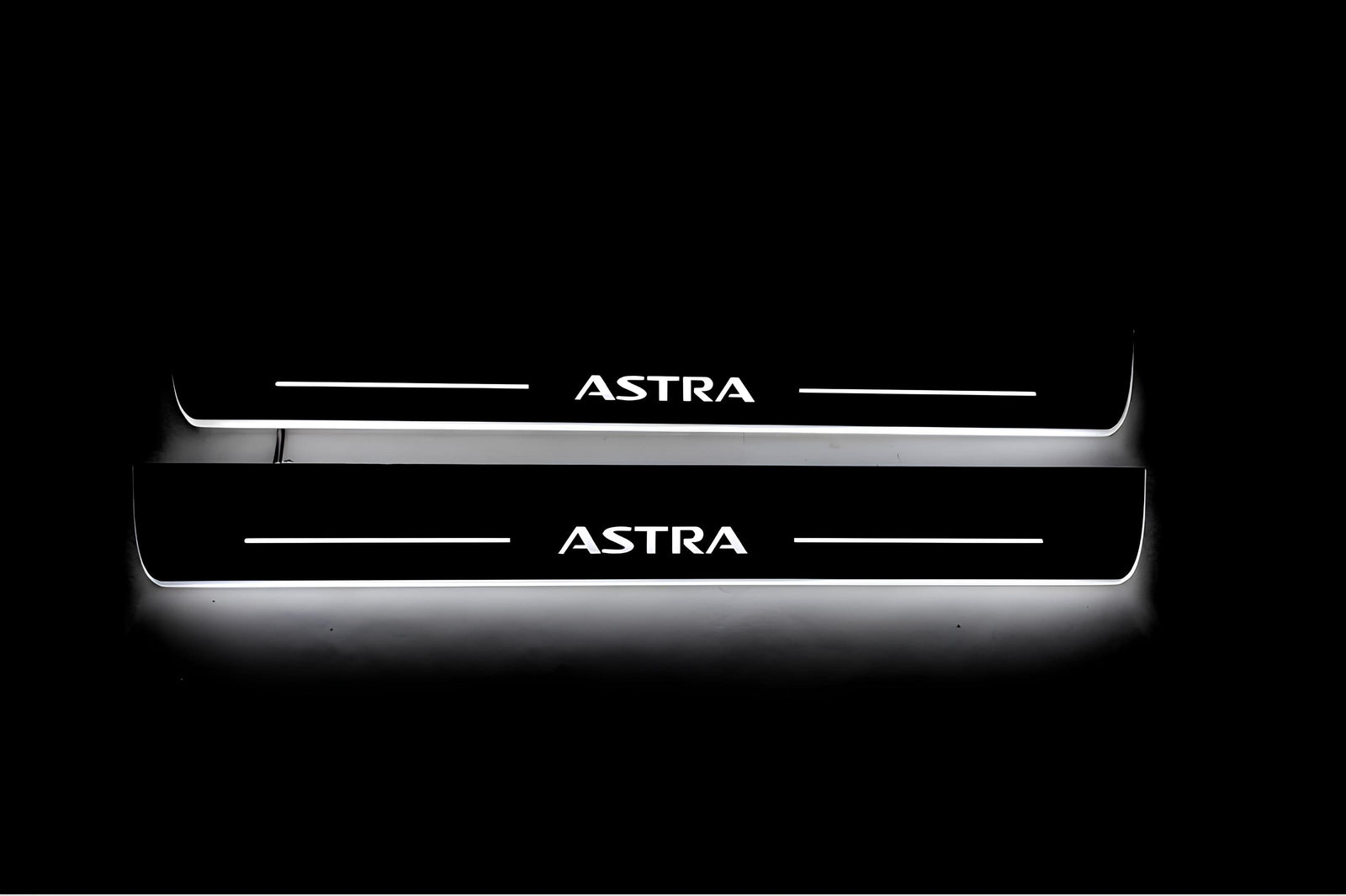 Vauxhall Astra VI 2009+ door sill plates in stainless steel with Astra logo