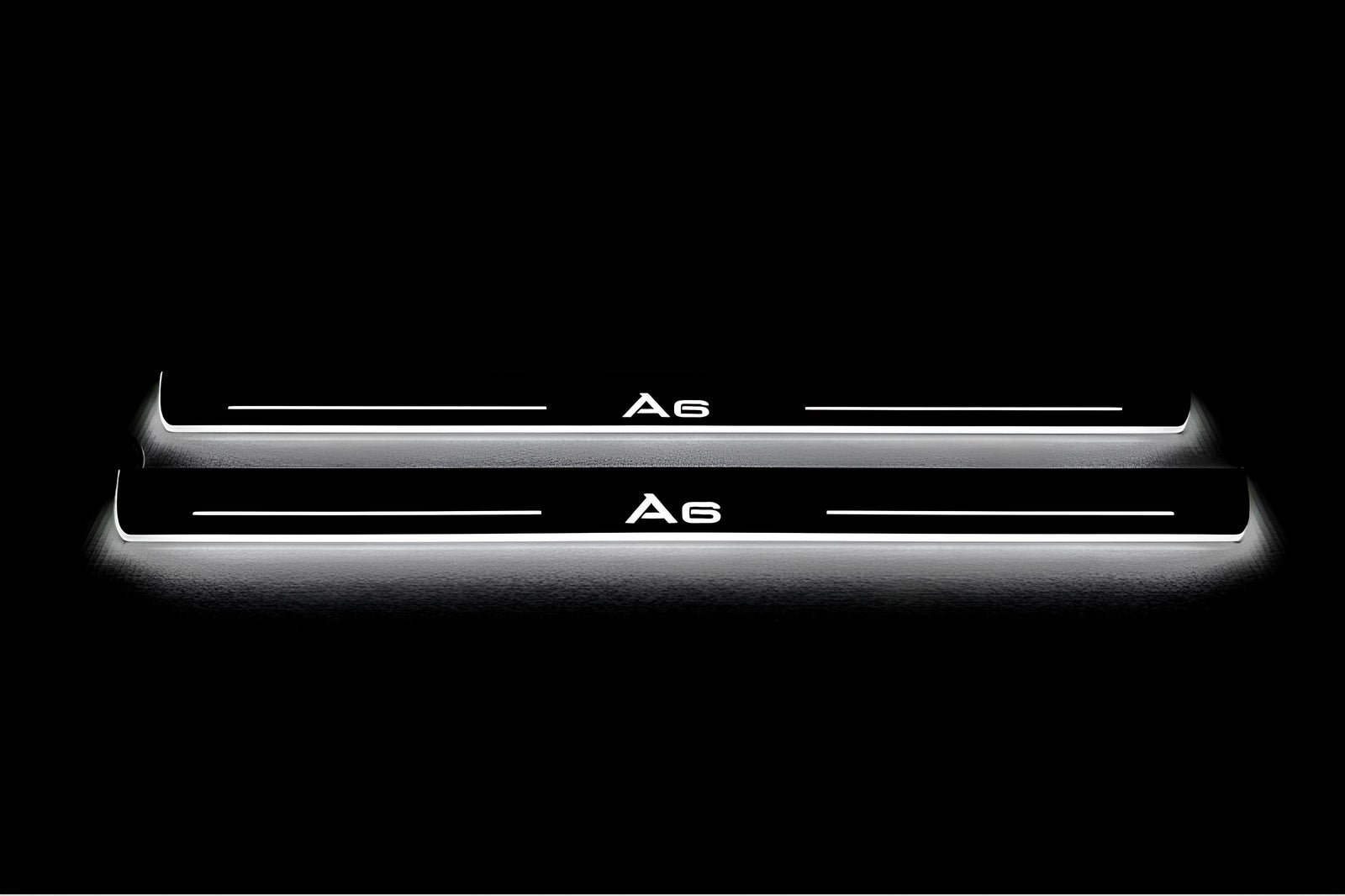 Audi A6 C7 2011+ entry guards in stainless steel with A6 logo