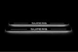 LED door sill plates stainless steel Skoda SuperB III 2015+ with SuperB logo