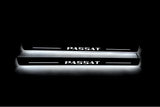 Volkswagen Passat B8 2015+ stainless steel LED door sill plates with Passat logo