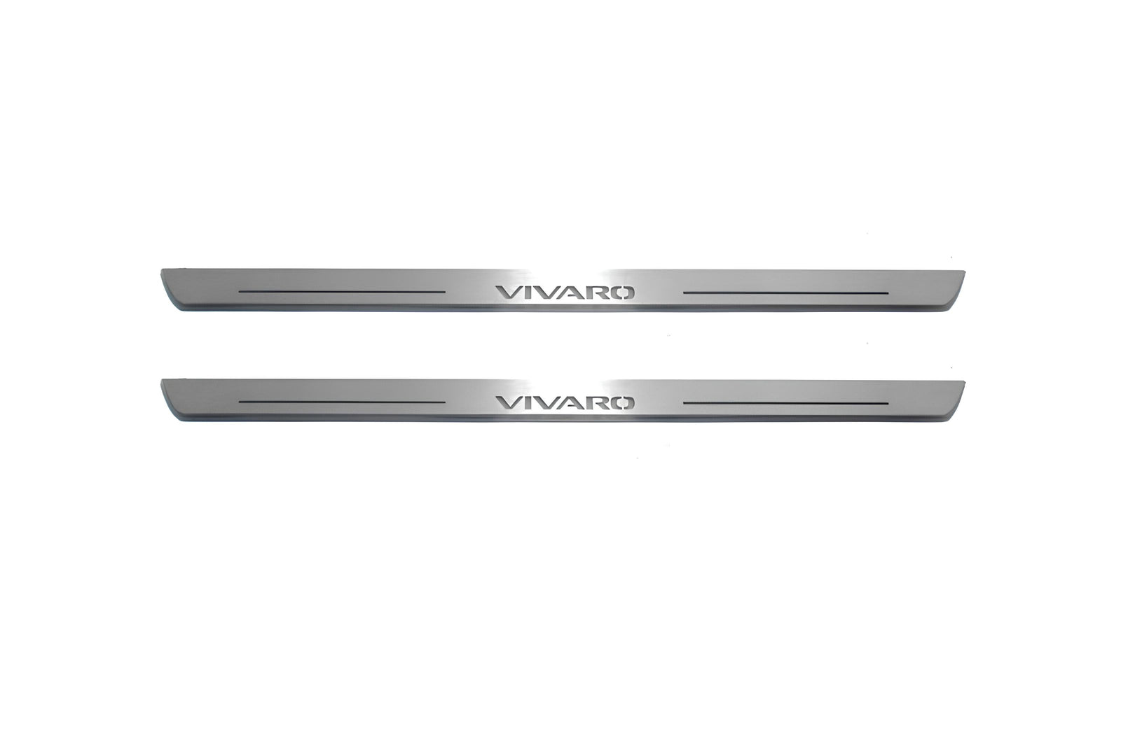 Opel Vivaro I X83 2001+ stainless steel LED door sill plates with Vivaro logo