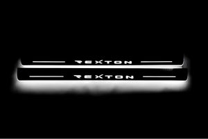 Illuminated LED Door Sill Tread Plates SsangYong Rexton II 2006-2012 With Rexton Logo SsangYong Led Door Sills opdesign