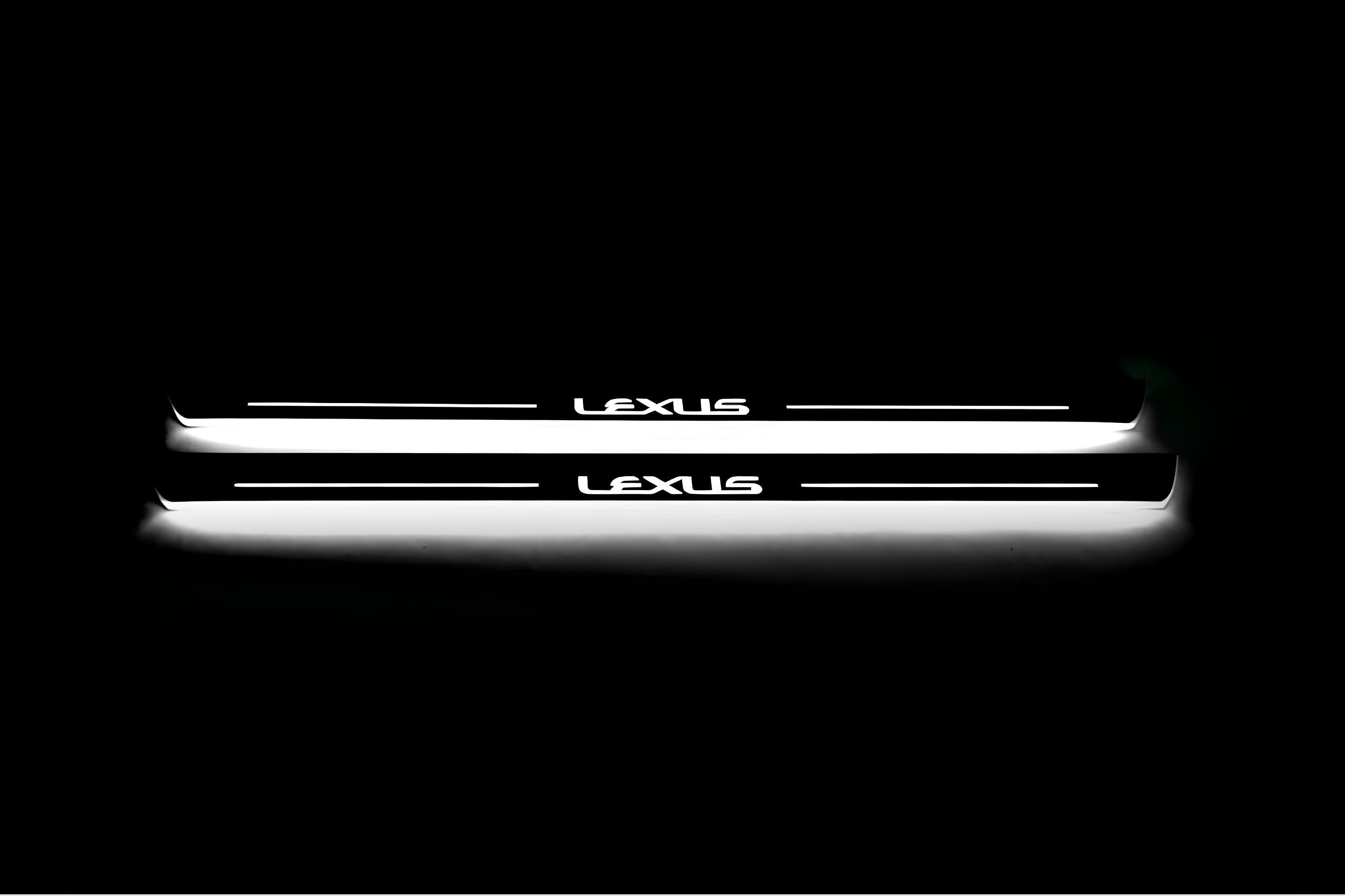 Illuminated LED Door Sill Tread Plates Lexus LX III 2008+ With Lexus Logo Lexus Led Door Sills opdesign