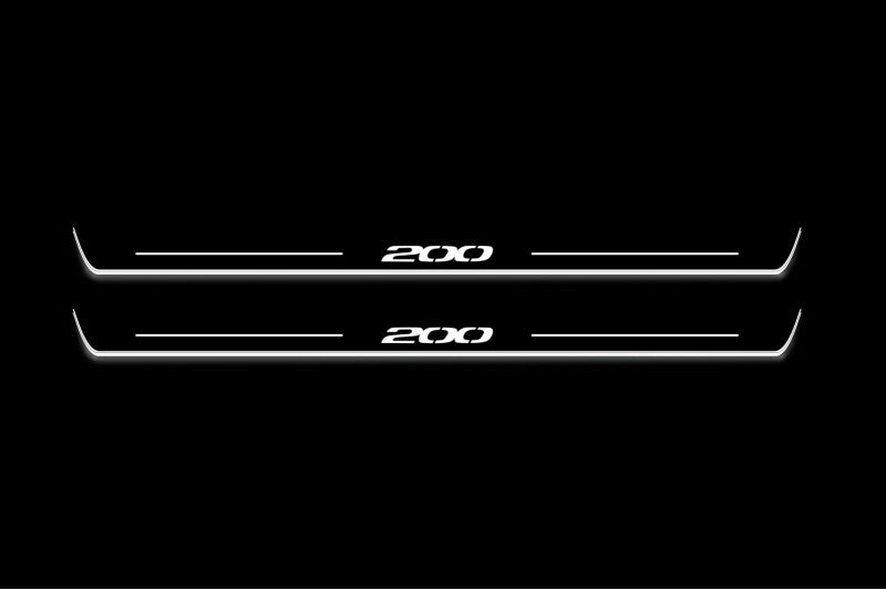Chrysler 200 II 2015+ stainless steel LED door sill plates with 200 logo