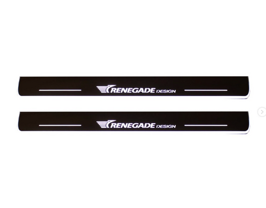 Jeep Renegade BU 2014–Present — Stainless Steel LED Door Sills — Renegade Design Logo