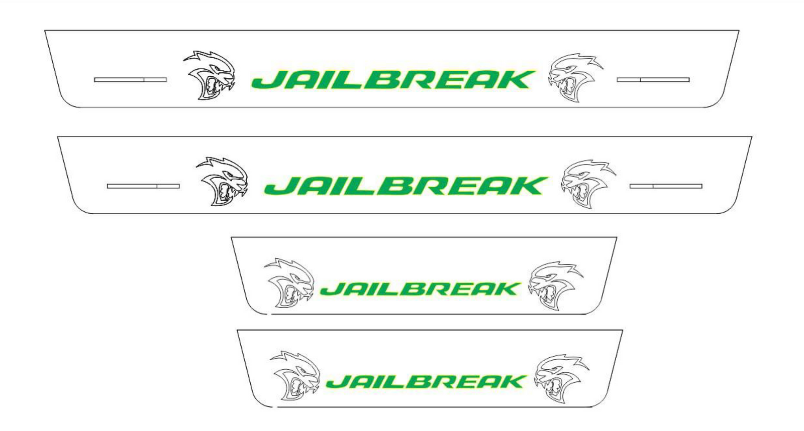 Dodge Charger LD 2011+ stainless steel LED door sill plates with JAILBREAK logo