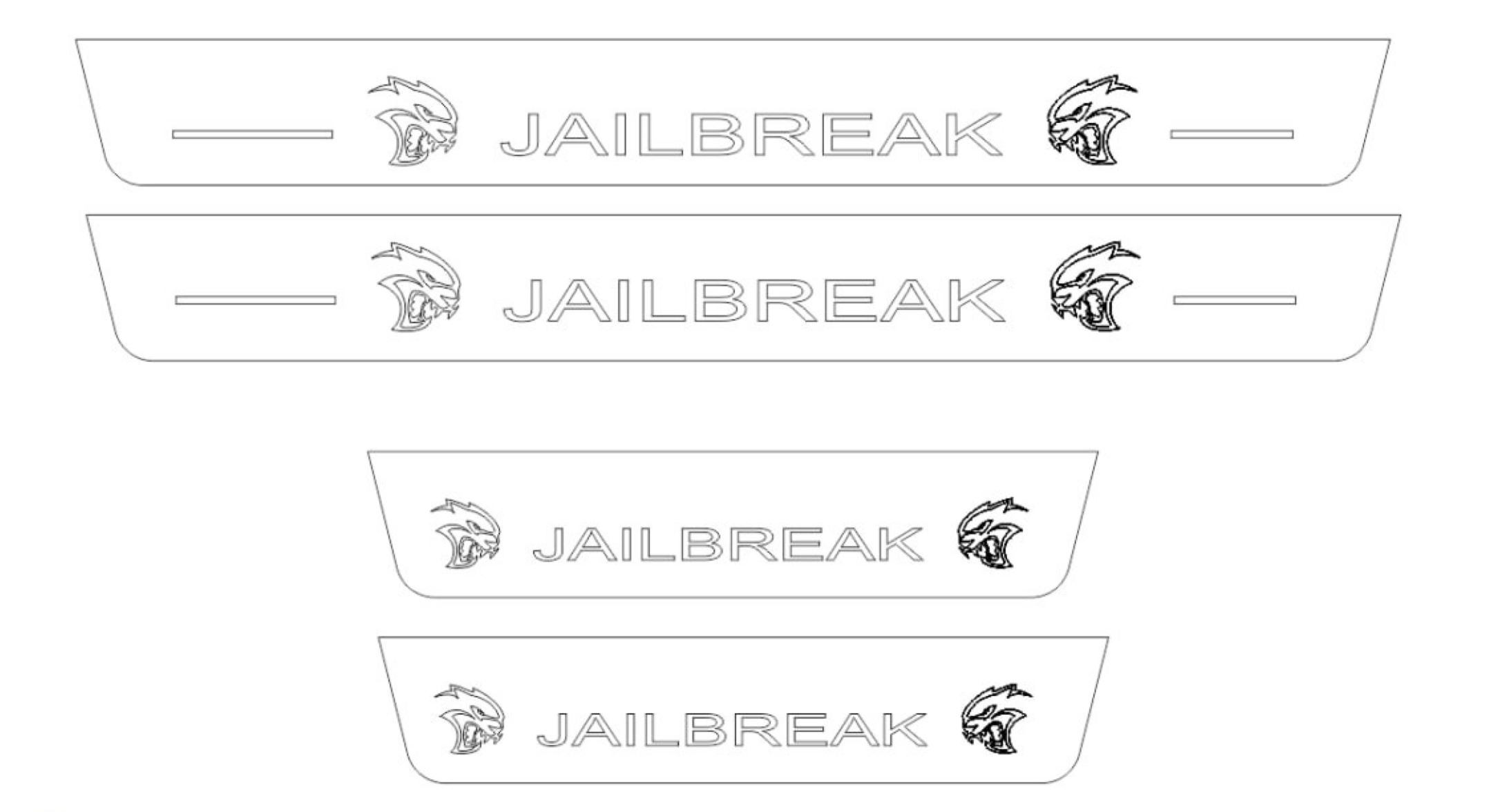Illuminated LED Door Sill Tread Plates Dodge Charger 2023+ With JAILBREAK Logo (Type 4) Dodge Led Door Sills opdesign