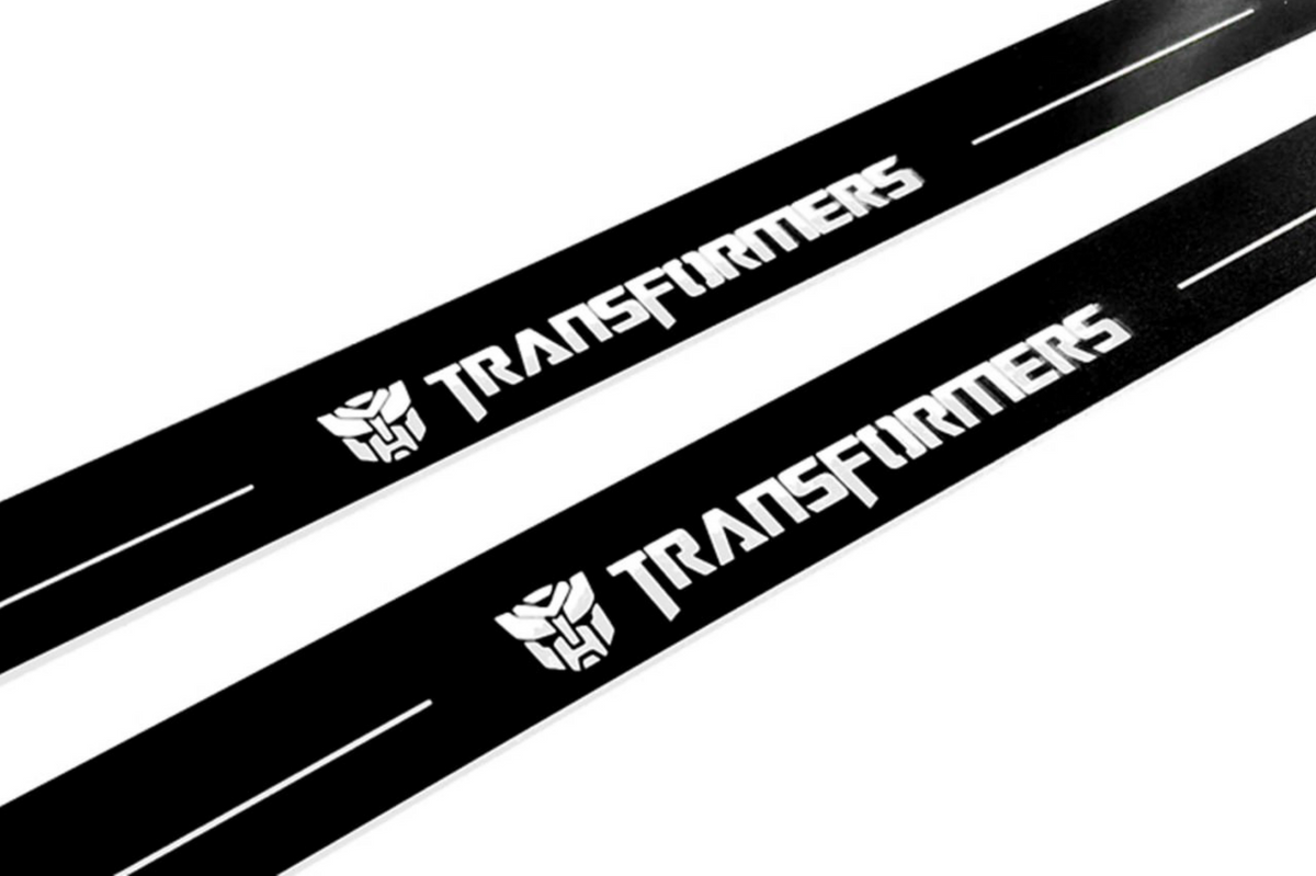 Chevrolet Camaro V E37 2009+ stainless steel LED door sill plates with Transformers logo