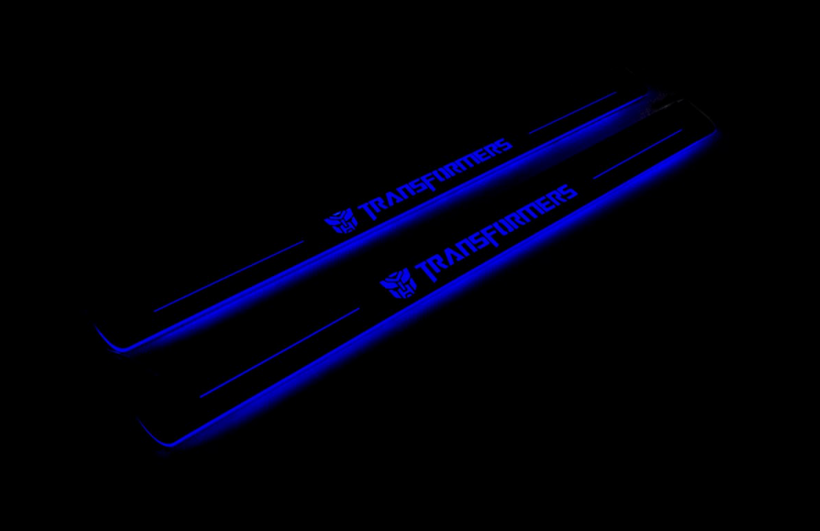 Chevrolet Camaro V E37 2009+ stainless steel LED door sill plates with Transformers logo