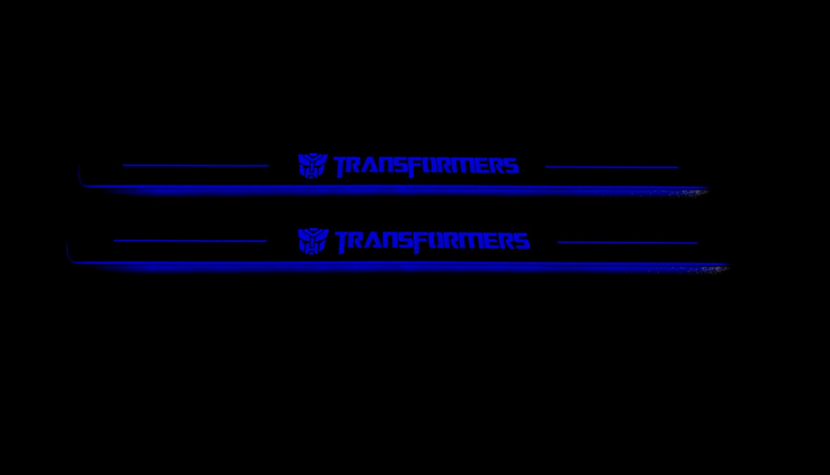 Chevrolet Camaro V E37 2009+ stainless steel LED door sill plates with Transformers logo