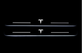 Tesla Model S 2012+ LED door sill plates with TESLA logo