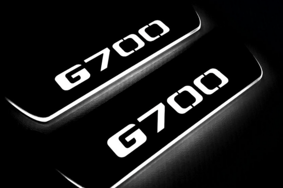 LED door sill plates Mercedes G-Class W464 2018+ in stainless steel with Brabus G700 logo