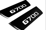 Close-up of G700 lettering in black-finished door sill plates.